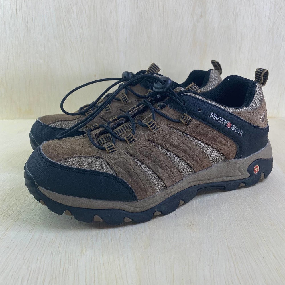 Swiss Gear Kids Youth Boys Brown Black Low Top Outdoor Hiking Boots Shoes SZ 6